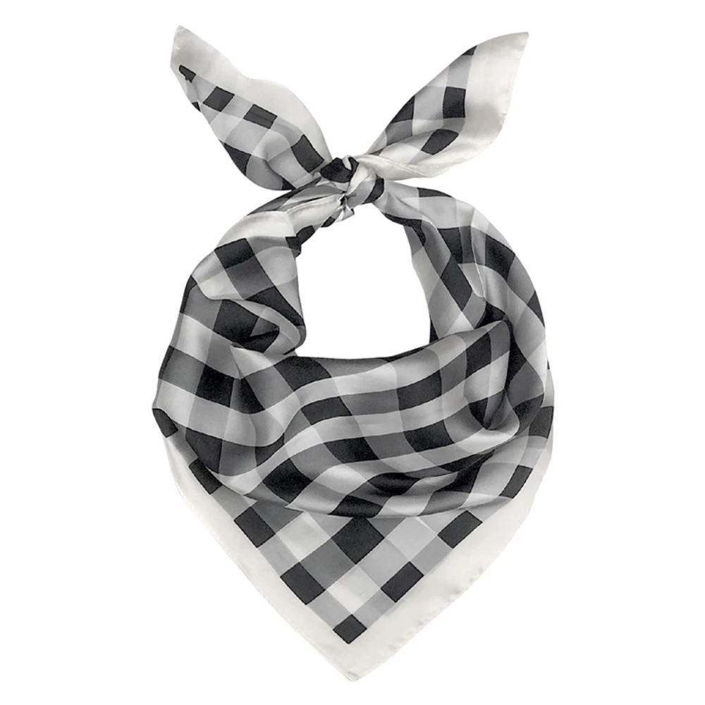 H by Halston Black and White Tonal Checkered Hair Scarf